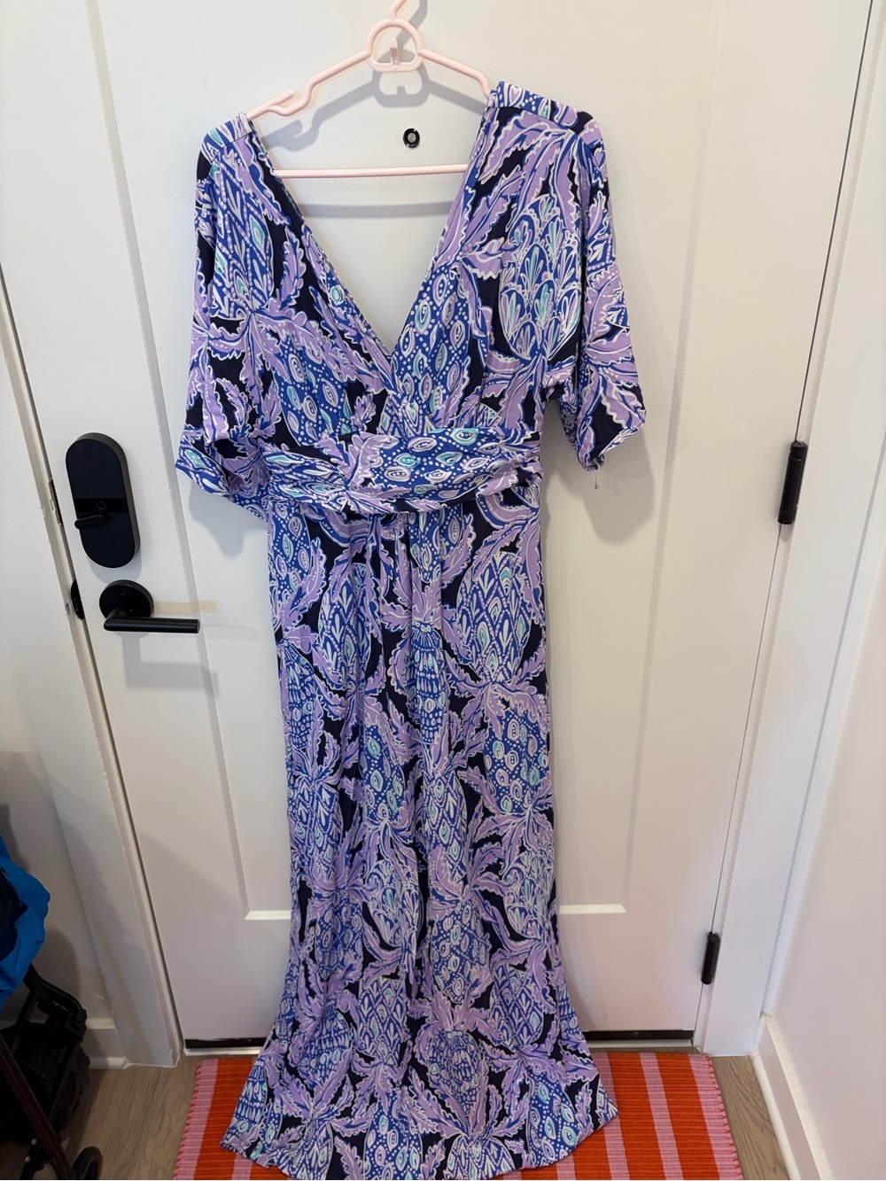 Lilly Pulitzer Lavender & Navy Print Wrap Maxi Dress